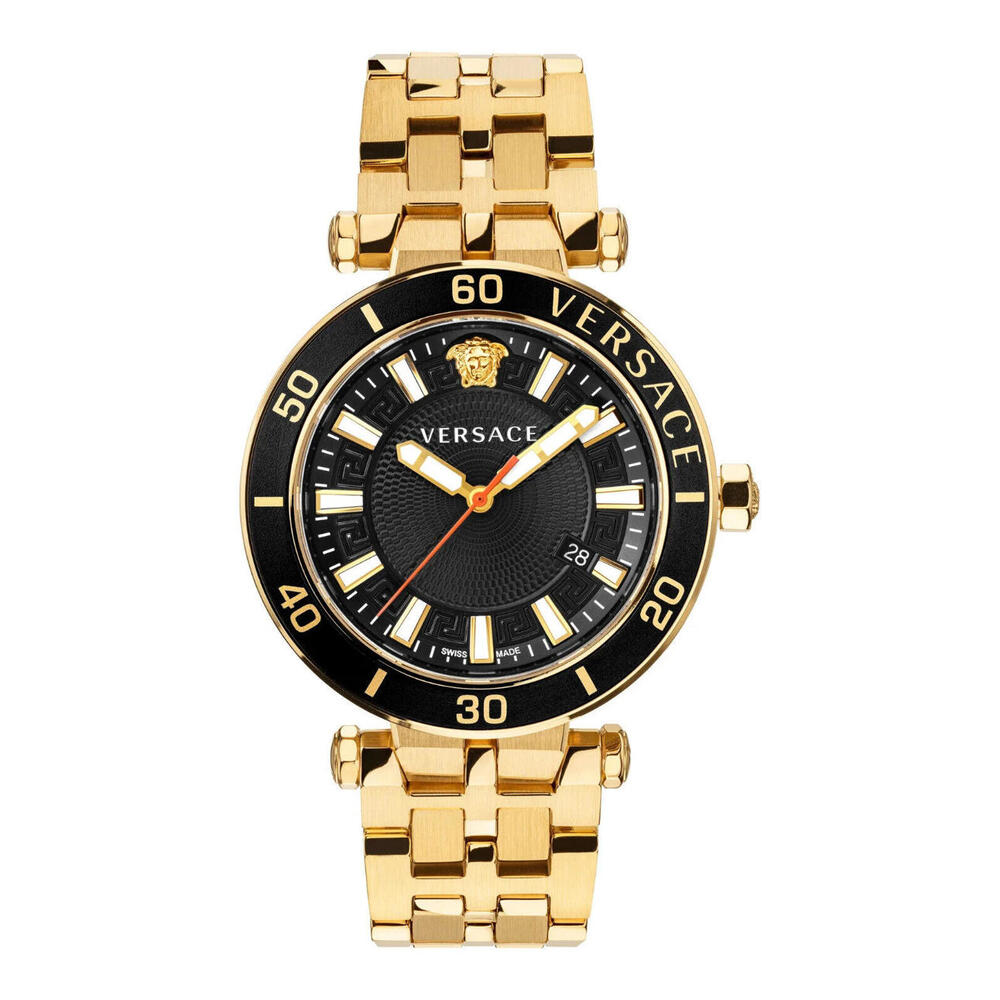 Versace Men's VEZ300721 Greca Sport Date Swiss Made Gold IP Bracelet Watch